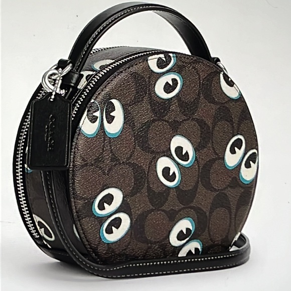 👀 COACH CANTEEN CROSSBODY IN SIGNATURE CANVAS WITH HALLOWEN EYES 👀 NWT 👀 - Picture 12 of 16